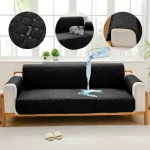 Waterproof Cotton Quilted Sofa Cover - Sofa Runners (Black)