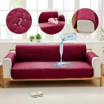 Waterproof Cotton Quilted Sofa Cover - Sofa Runners (Maroon)